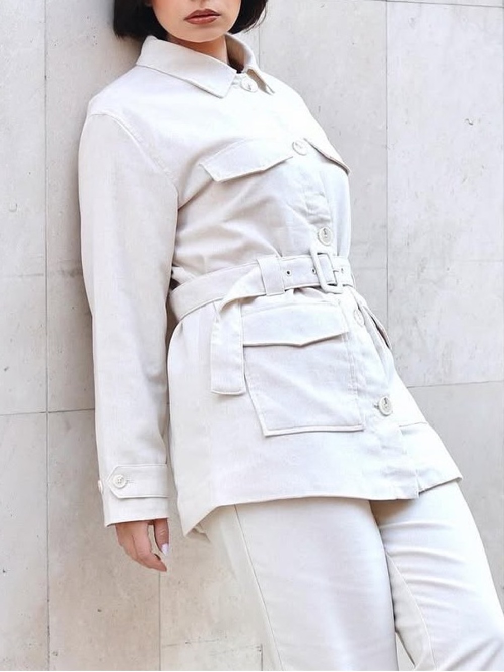 Sinsay Cream Belted Utility Jacket